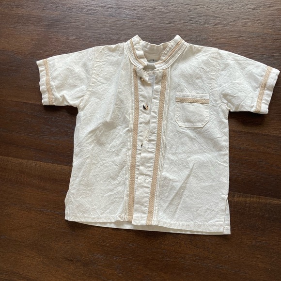 Beige button down guayabera 12 months - Picture 3 of 5